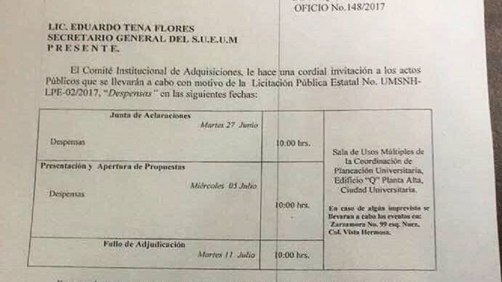 Revienta el SUEUM reunión con Rectoría, la licitación de las despensas había sido avisada al SUEUM
