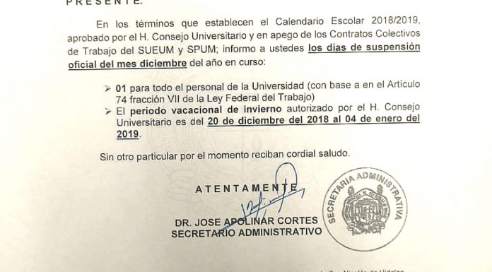 ¿cuándo es el periodo vacacional en la Universidad Michoacana?