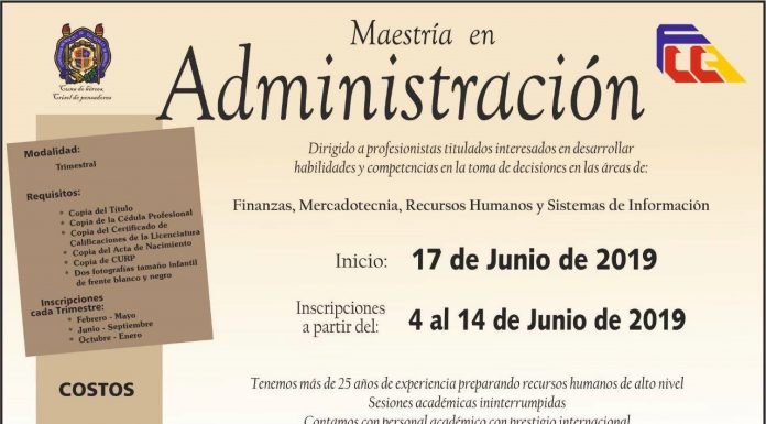 La FCCA – UMSNH convoca a profesionistas a ingresar a la Maestría en Administración