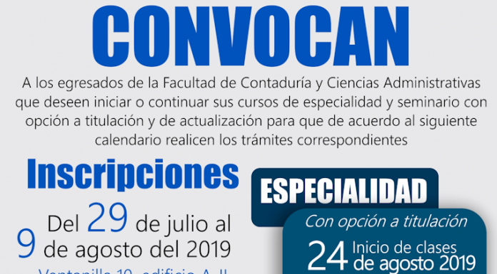 Por cerrar la convocatoria a los seminarios con opción de titulación en la FCCA – UMSNH