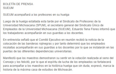 Boletin en "solidaridad" del SUEUM al SPUM