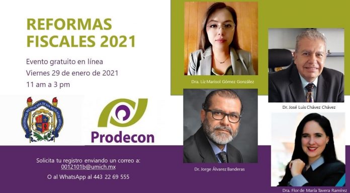 Curso de reformas fiscales 2021 en la Facultad de contaduría y Ciencias Administrativas Curso de Reformas Fiscales 2021 - FCCA UMSNH - PRODECON