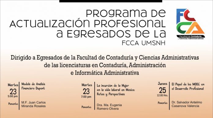 WEBINAR de Actualización a Egresados de la FCCA – UMSNH Progrma de Actualización Profesional a Egresados de la FCCA - UMSNH