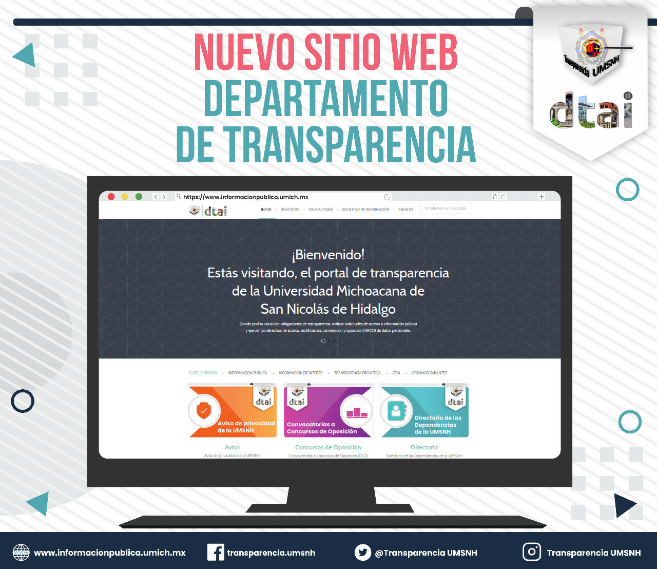 Nuevo rediseño del portal web del Departamento de Transparencia de la UMSNH