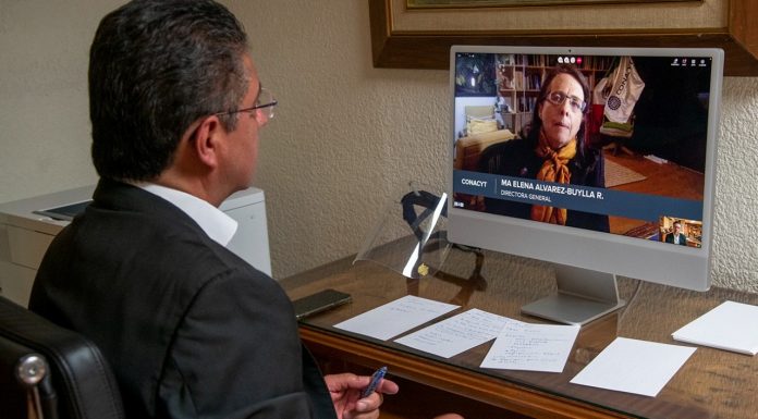 CONACYT Recibe para Evaluación los Proyectos AntiCovid de la UMSNH El rector de la UMSNH, Cárdenas Navarro, sostuvo reunión virtual con la directora de CONACyT la Dra. María Elena Álvarez-Buylla