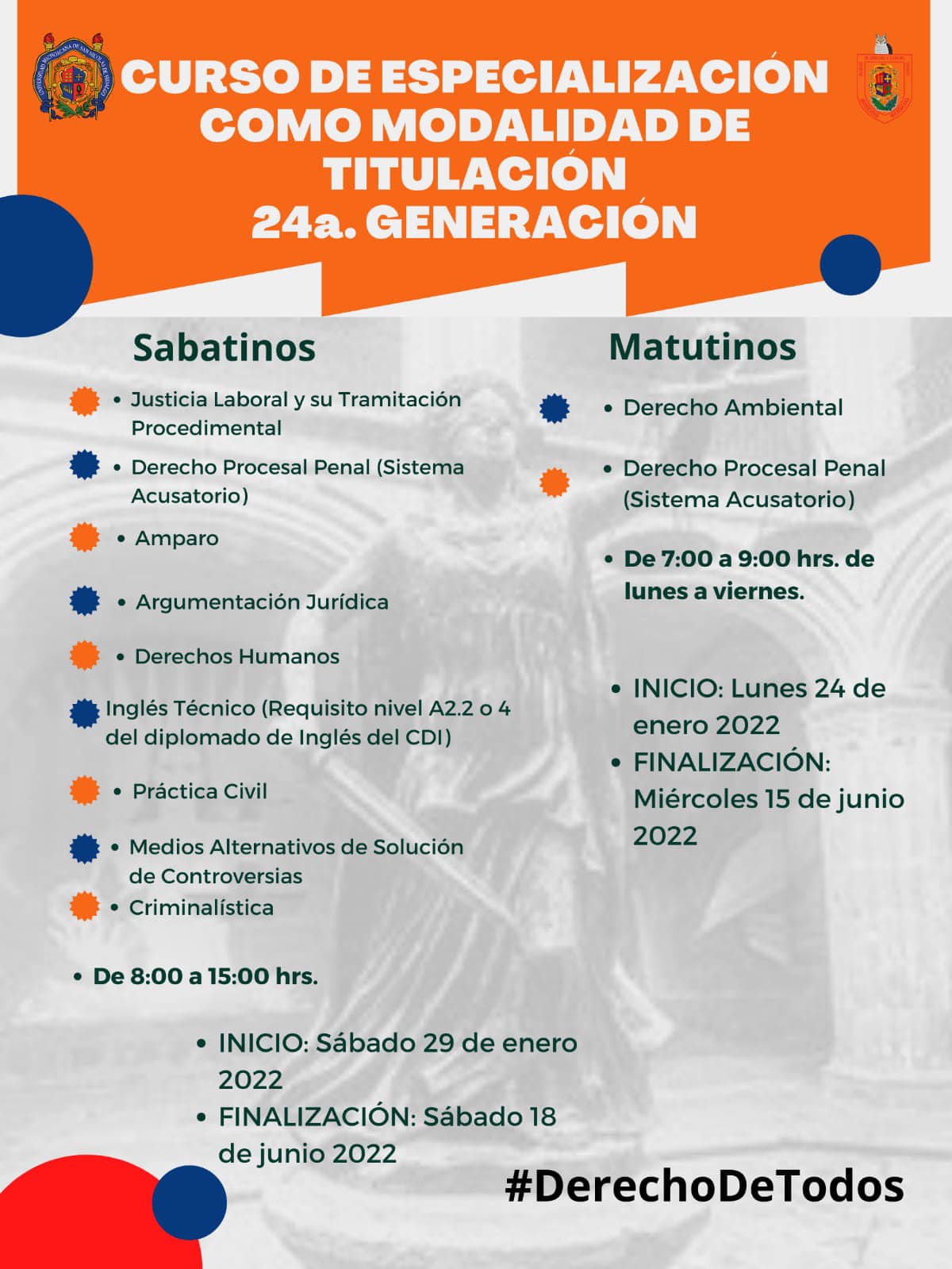 24 Edición del Curso de Especialización como Modalidad de Titulación en la Facultad de Derecho y Ciencias Sociales de la UMSNH.