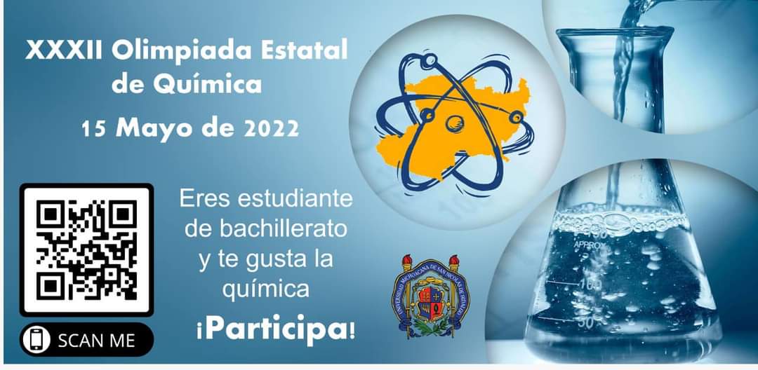 Consulta la Convocatoria de la XXXII Olimpiada Estatal de Química en: https://sites.google.com/umich.mx/olimpiada-quimica-michoacan