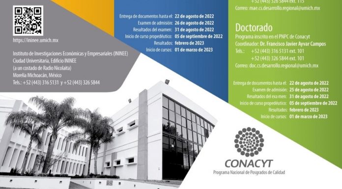 El Instituto de Investigaciones Económicas y Empresariales de la UMSNH, cerrará convocatoria para sus maestrías y doctorados Convocatoria ININEE