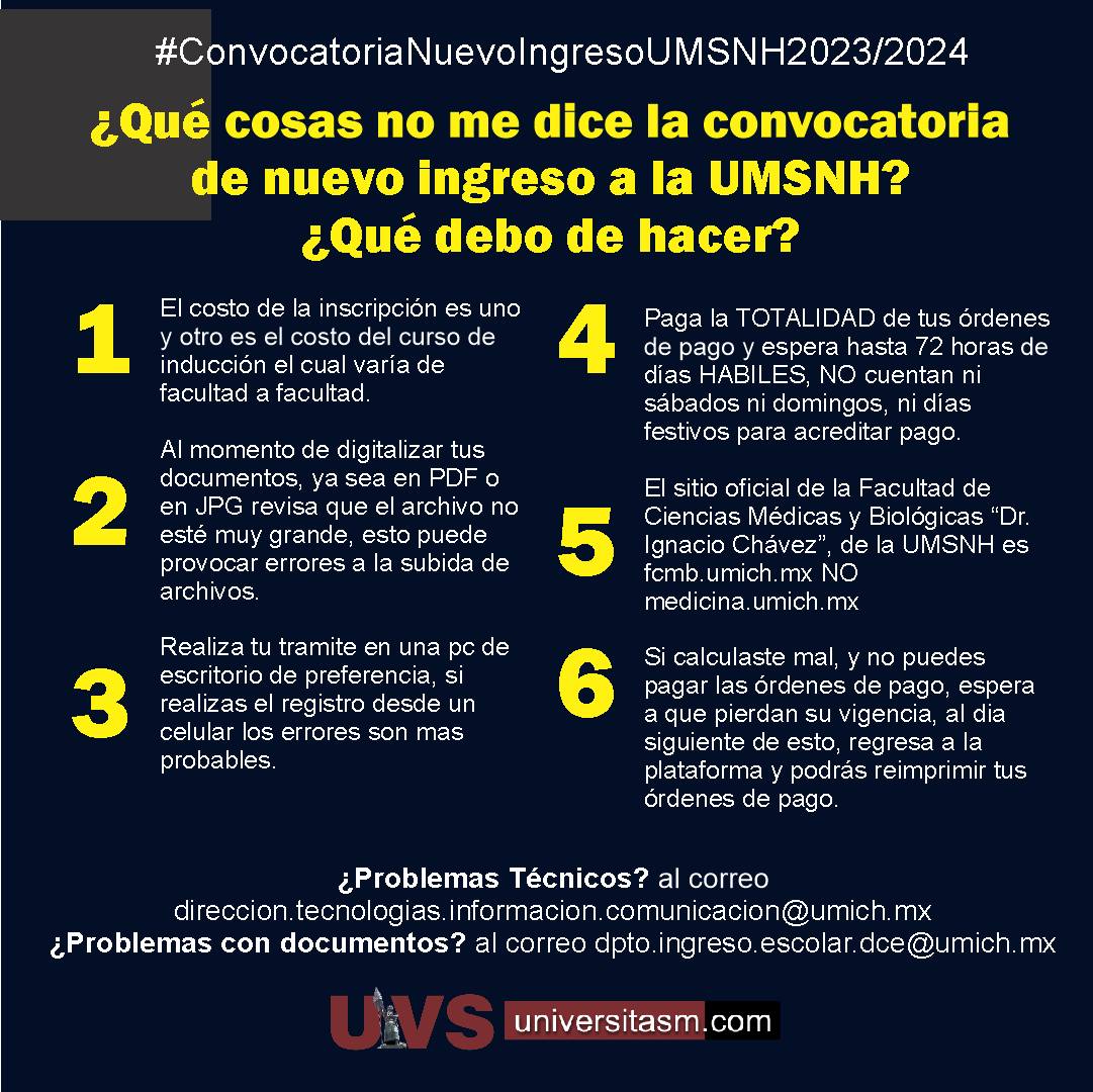 #UMSNH #ConvocatoriaDeNuevoIngreso #Bachillerato #Licenciatura #TėcnicoEnEnfermería #2023/2024