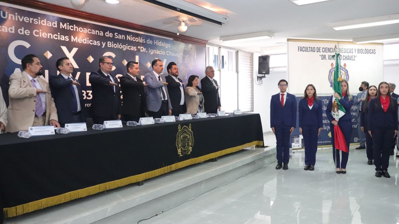 Autoridades de la Facultad de Ciencias Médicas y Biológicas de la UMSNH encabezando la conmemoración del Día del Médico 2024. Autoridades de la Facultad de Ciencias Médicas y Biológicas de la UMSNH encabezando la conmemoración del Día del Médico 2024.