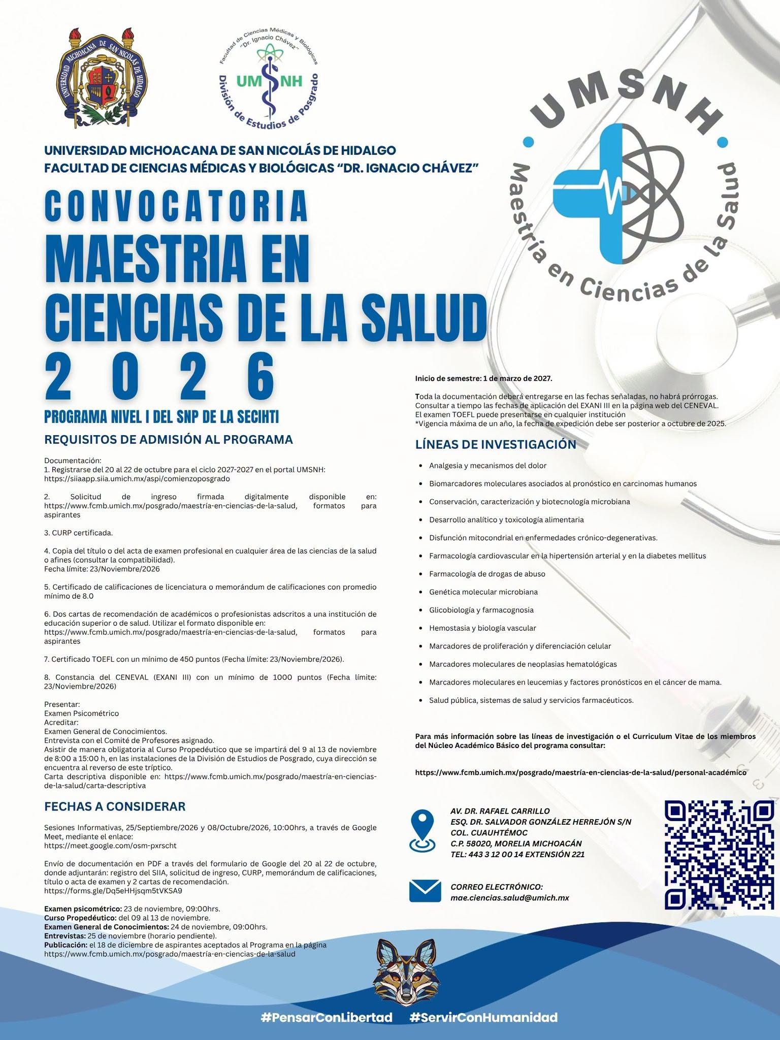 Maestría en Ciencias de la Salud, convocatoria 2026 Maestría en Ciencias de la Salud, convocatoria 2026