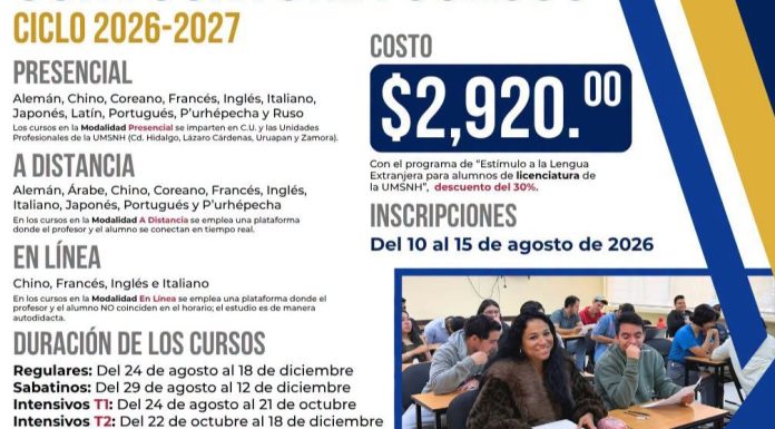Departamento de Idiomas UMSNH inicia registro para nuevo ciclo