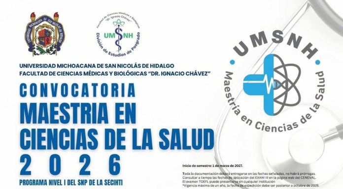 UMSNH publica convocatoria para Maestría en Ciencias de la Salud Maestría en Ciencias de la Salud 2026