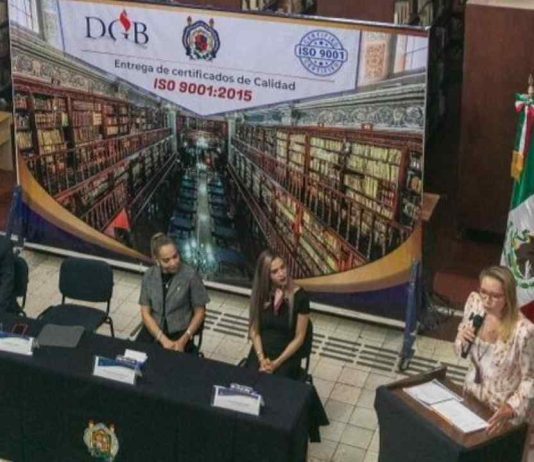 UMSNH recibe ocho certificados ISO 9001 en su sistema bibliotecario La rectora de la UMSNH, Yarabí Ávila González, ofreció un discurso durante la ceremonia de entrega de ocho nuevos certificados de calidad ISO 9001:2015 a las bibliotecas de la casa de estudios. El evento se llevó a cabo ante directivos y representantes del personal de las unidades informativas certificadas.
