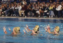UMSNH fortalece su infraestructura deportiva con nueva Alberca Olímpica Universitaria Nicolaita Muestra de sincronización y destreza técnica por parte de la Selección Mexicana de Natación Artística durante la rutina ejecutada en la ceremonia.