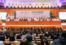 UMSNH apuesta por rendición de cuentas universitaria ante la ASF Vista general del auditorio donde se firmó el Convenio de Colaboración para el Programa Nacional de Auditoras y Auditores Universitarios, con rectoras, rectores y autoridades en el presídium.